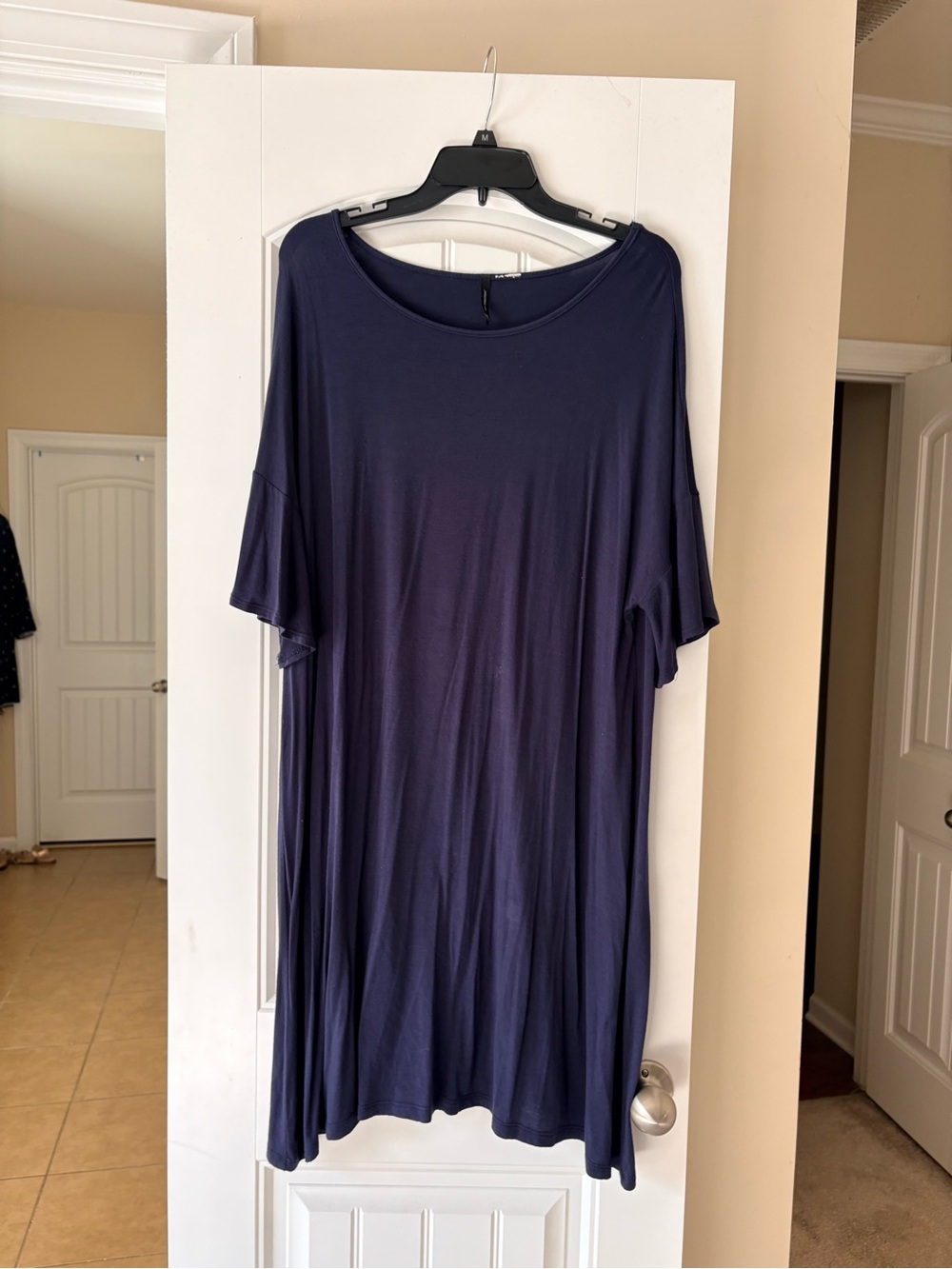 new directions Navy Short Sleeve Midi Swing Dress